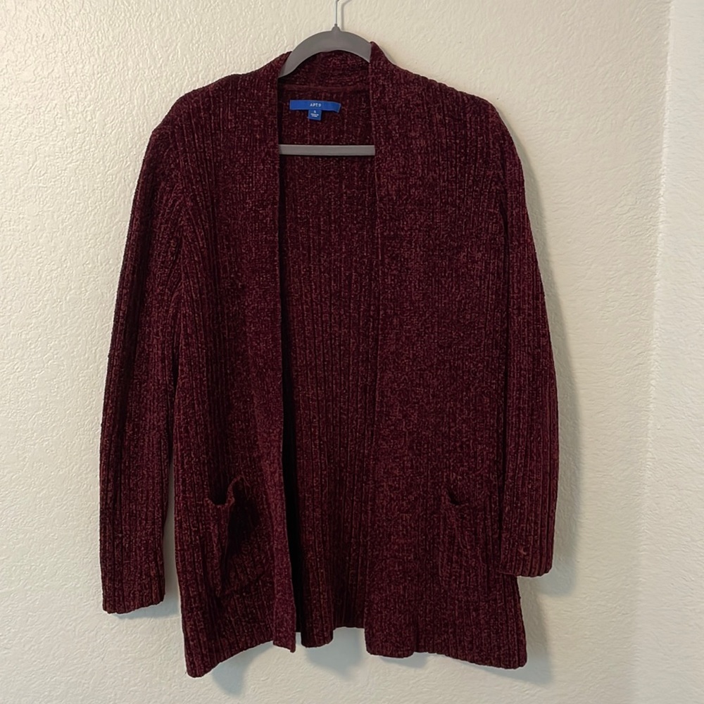 Maroon Chenille Cardigan